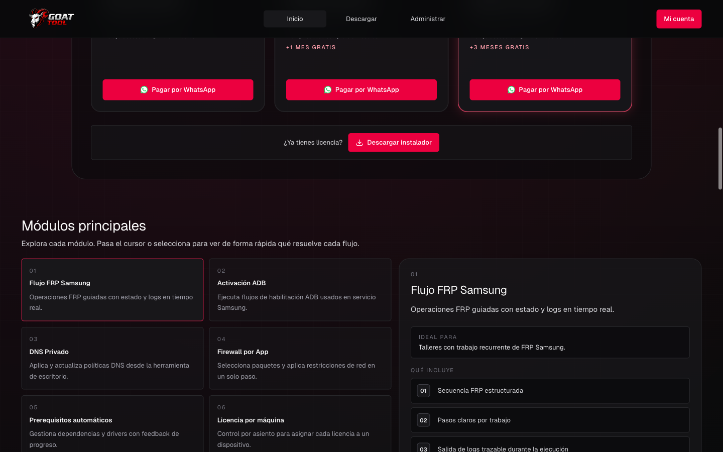 Modelo de licenciamiento por asiento y módulos operativos integrados en una sola experiencia