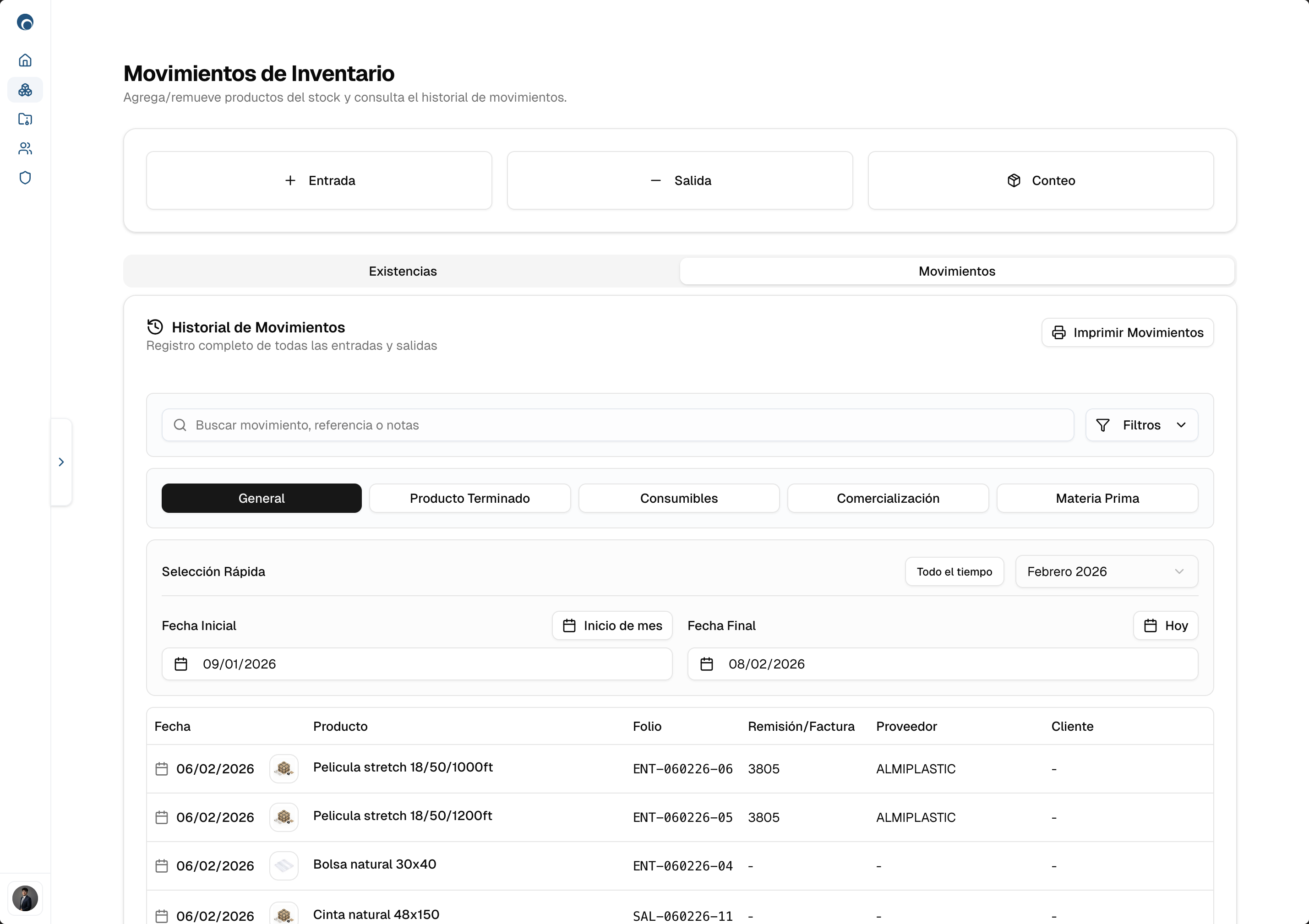 Administración de inventarios y stock de productos