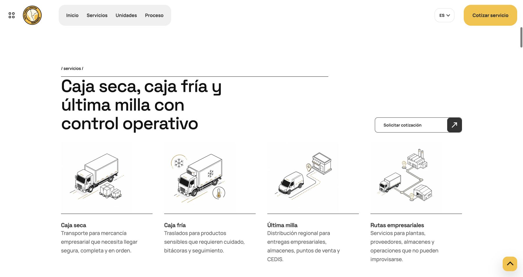 Presentación clara de servicios de transporte y soluciones logísticas