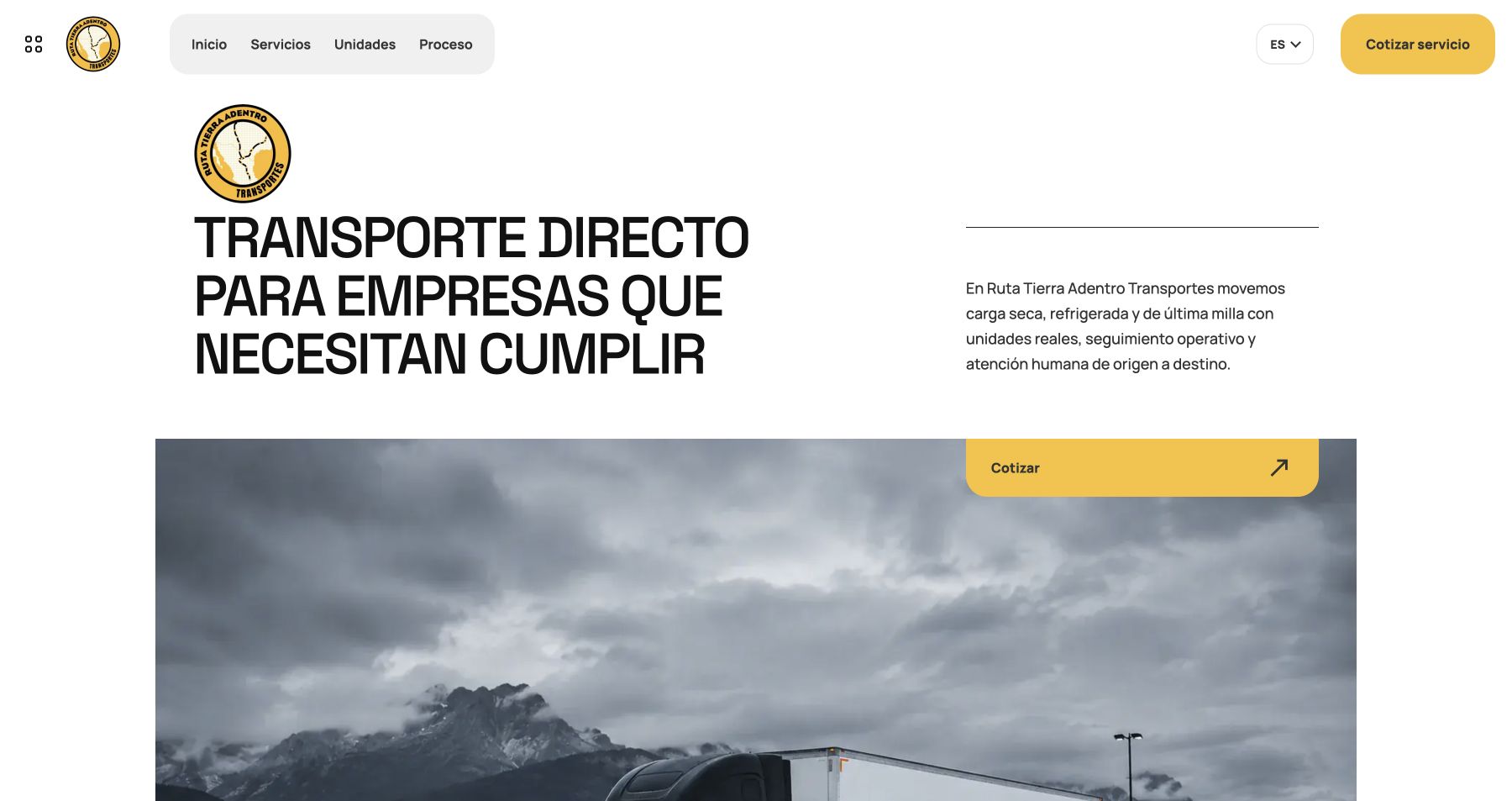 Ruta Tierra Adentro Transportes — Sitio Multilingüe y Base Comercial para Transporte B2B