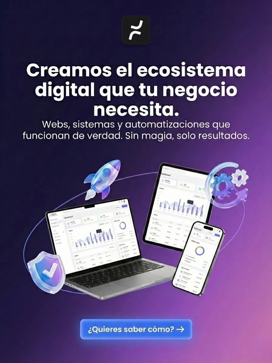 We build the digital ecosystem your business needs. Websites, systems and automations that actually work. No magic, just results. Want to know how?