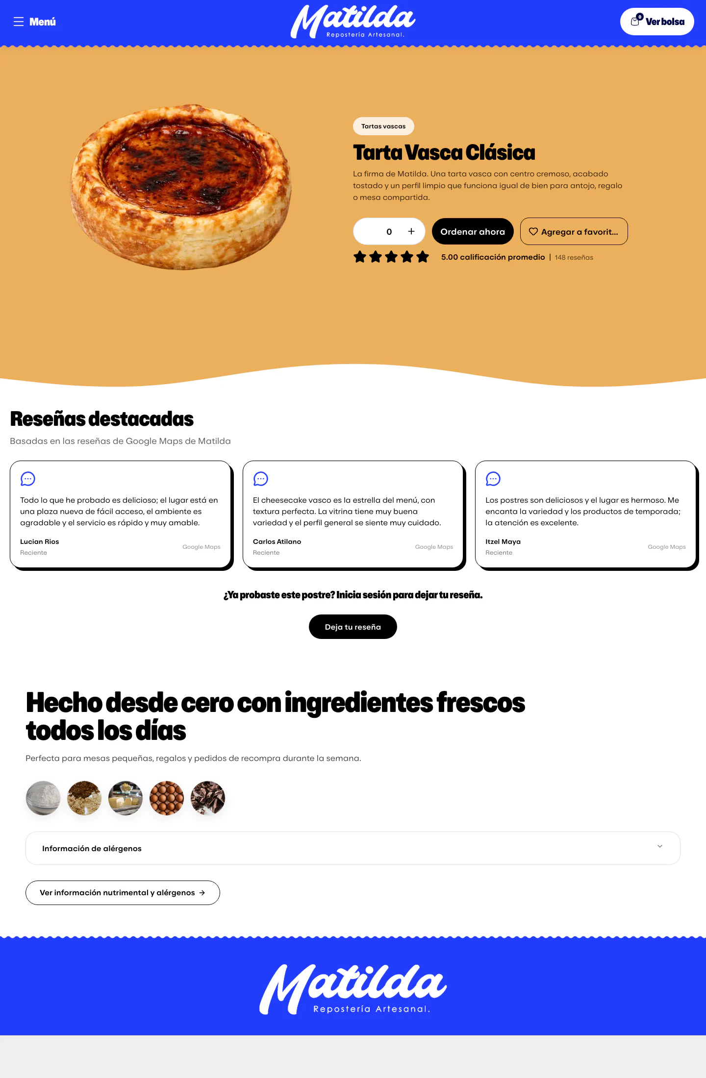 Product page with direct purchase