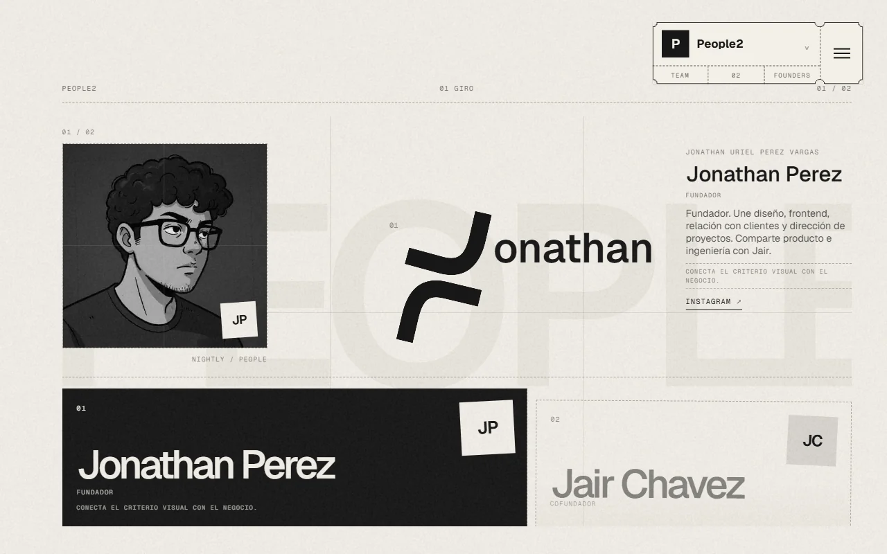 Jonathan and Jair’s profiles connected to the logo’s two J shapes