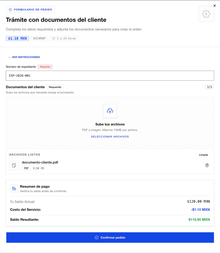 Requirements, balance and details confirmed before paying